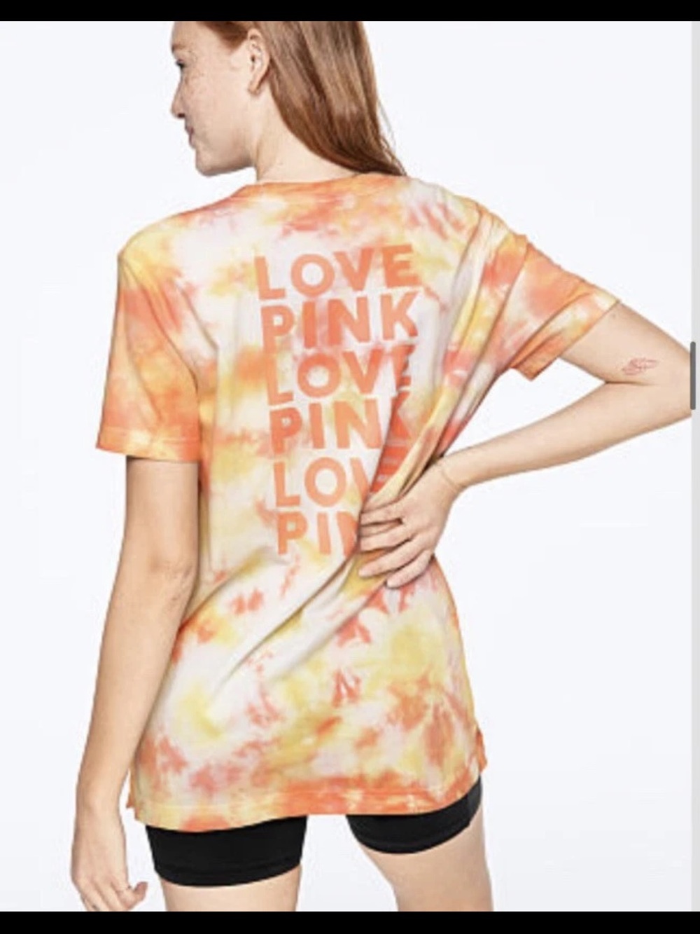 Victoria Secret Pink Tie Dye Pink Short Sleeve Tee L
